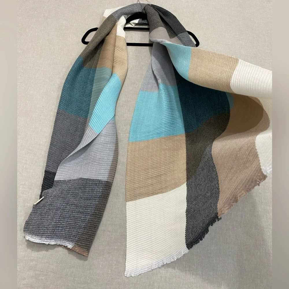 Pretty Persuasions Plaid Shawl Wrap Throw Multi Color Scarf Oversized Soft Warm